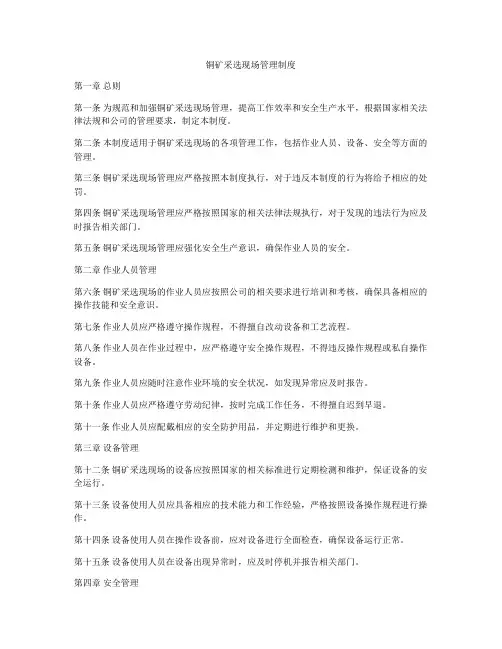 铜矿采选现场管理制度
