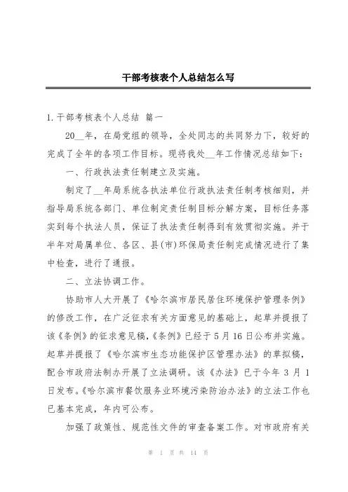 干部考核表个人总结怎么写