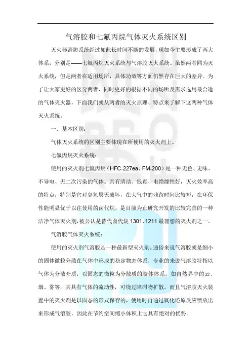 气溶胶和七氟丙烷气体灭火系统区别