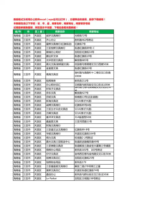 2020新版海南省三亚市天涯区办公用品工商企业公司商家名录名单联系电话号码地址大全35家