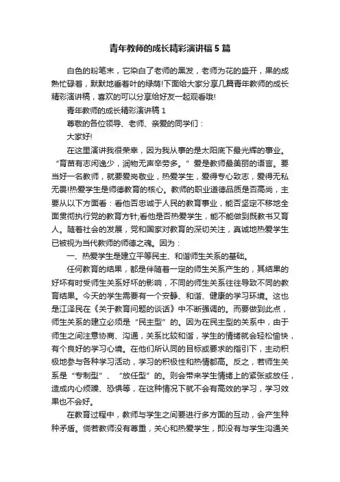 青年教师的成长精彩演讲稿5篇