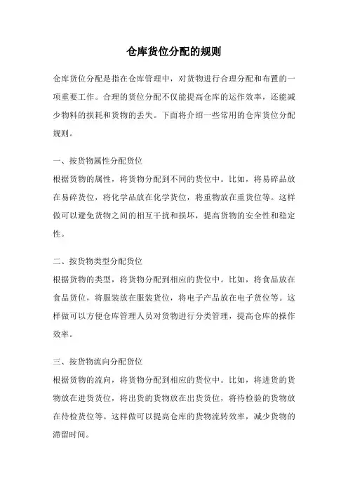 仓库货位分配的规则