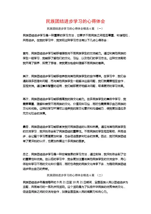 民族团结进步学习的心得体会6篇