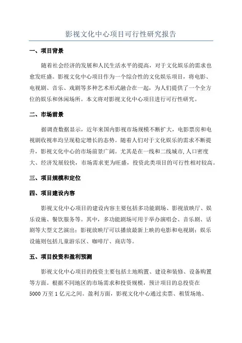 影视文化中心项目可行性研究报告