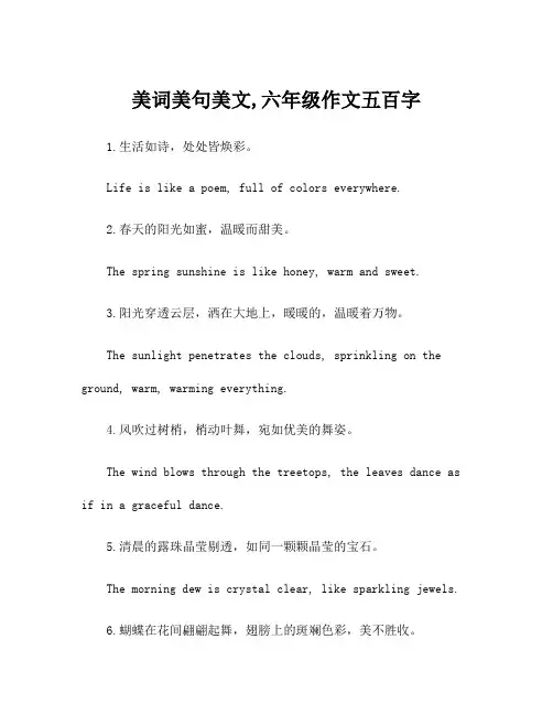 美词美句美文,六年级作文五百字