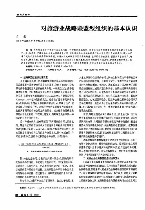 对旅游业战略联盟型组织的基本认识