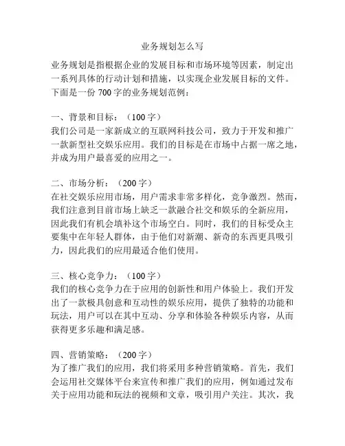 业务规划怎么写
