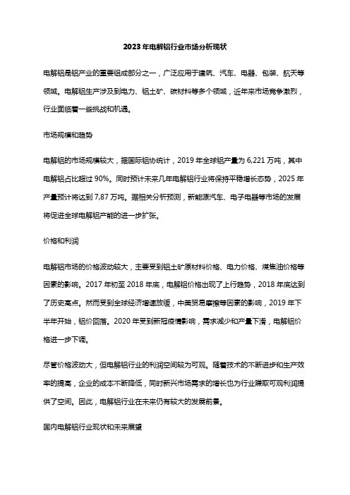 2023年电解铝行业市场分析现状