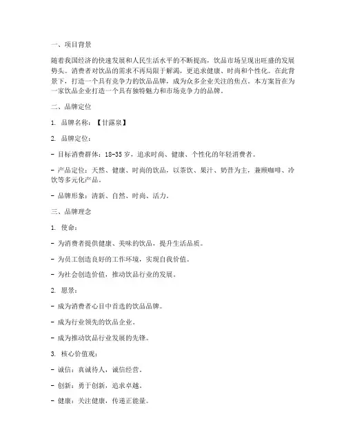 打造饮品品牌方案策划