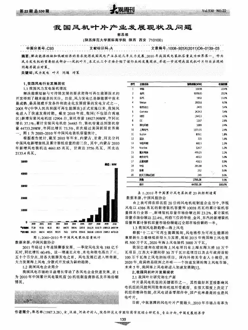 我国风机叶片产业发展现状及问题