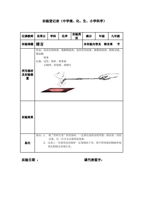 实验登记表