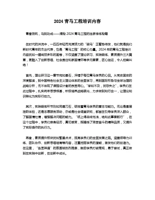 2024青马工程培训内容