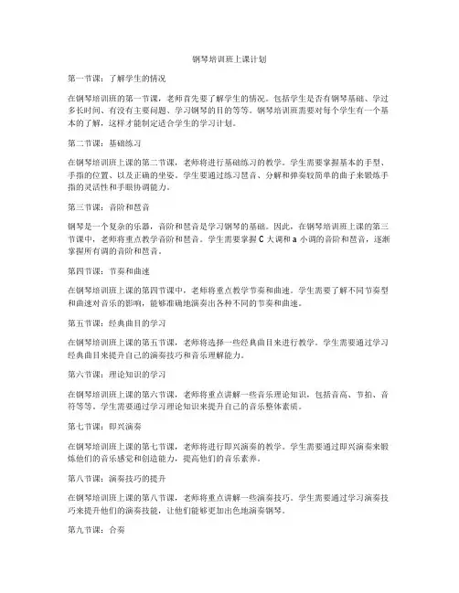 钢琴培训班上课计划