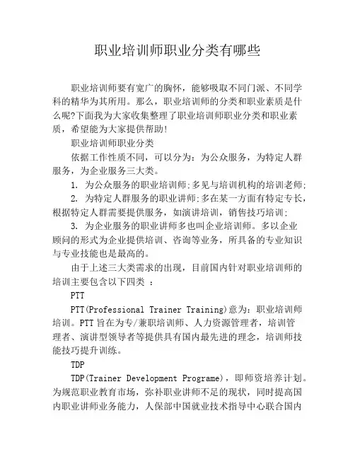 职业培训师职业分类有哪些