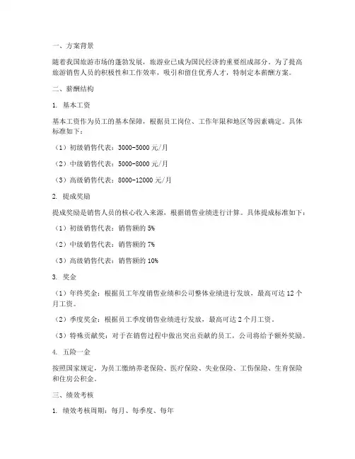 旅游销售薪酬方案