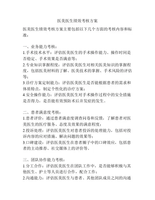 医美医生绩效考核方案
