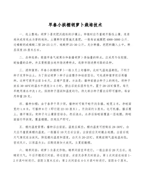 早春小拱棚胡萝卜栽培技术