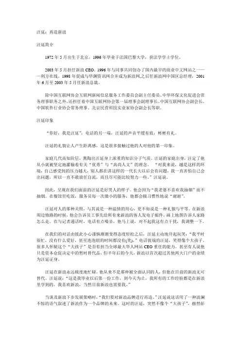 汪延(新浪前CEO)：再造新浪-好资料免费分享