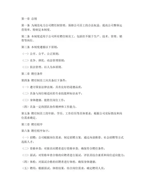电力公司聘任制管理制度