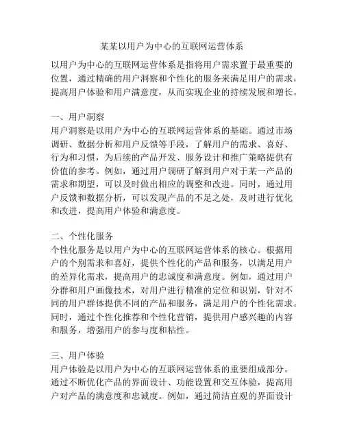 某某以用户为中心的互联网运营体系