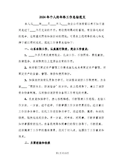 2024年个人的年终工作总结范文(五篇)