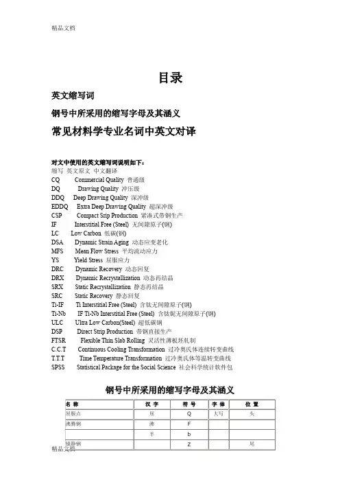 (整理)常见材料学专业名词中英文对译