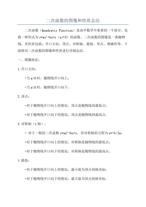 二次函数的图像和性质总结