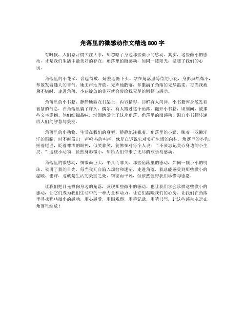 角落里的微感动作文精选800字