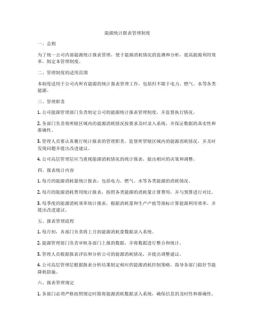 能源统计报表管理制度