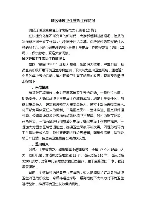 城区环境卫生整治工作简报范文（通用12篇）