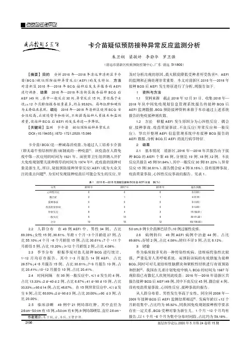 卡介苗疑似预防接种异常反应监测分析