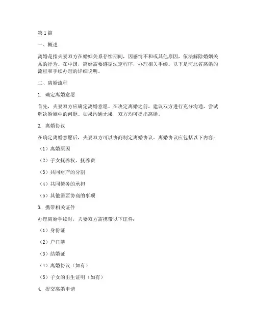 河北省离婚的流程和手续办理(3篇)