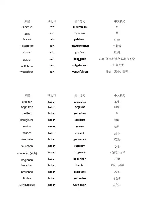 德语第二分词整理