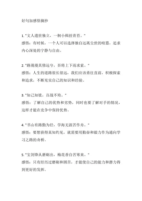 好句加感悟摘抄