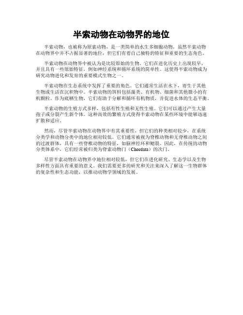 半索动物在动物界的地位