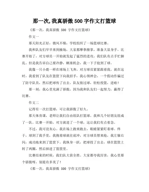 那一次,我真骄傲500字作文打篮球