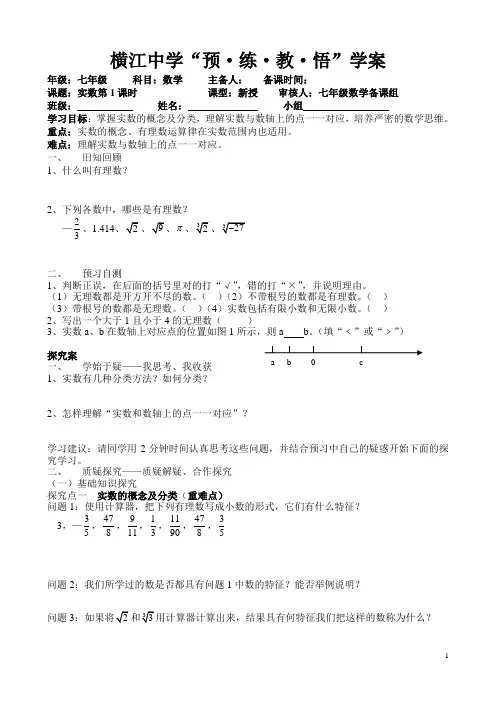 实数与复习课学案
