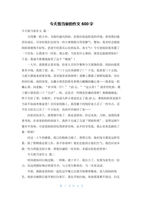 今天我当家的作文600字