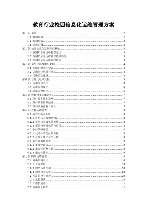 教育行业校园信息化运维管理方案