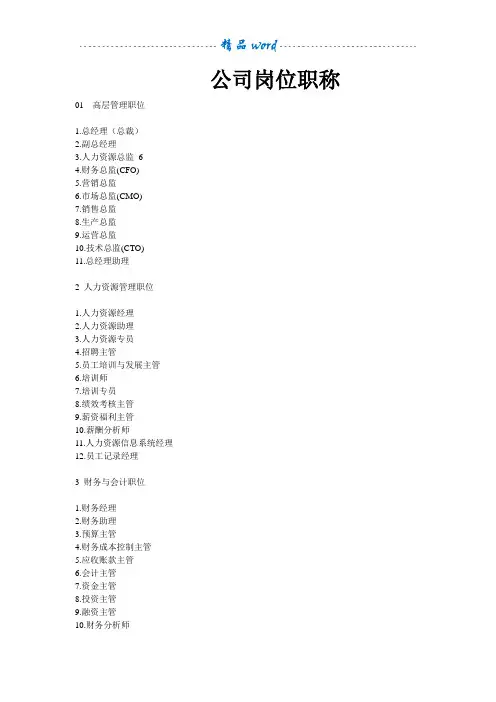 公司岗位职称