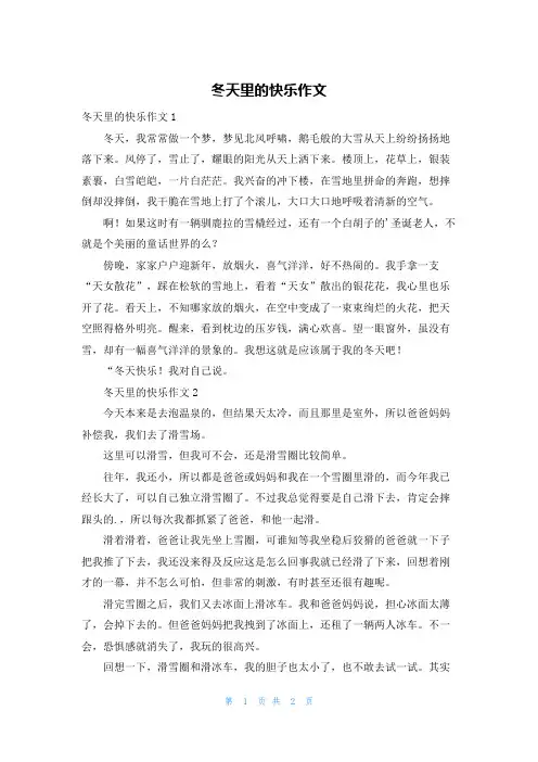 冬天里的快乐作文