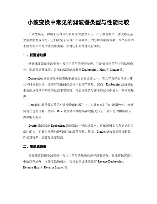 小波变换中常见的滤波器类型与性能比较