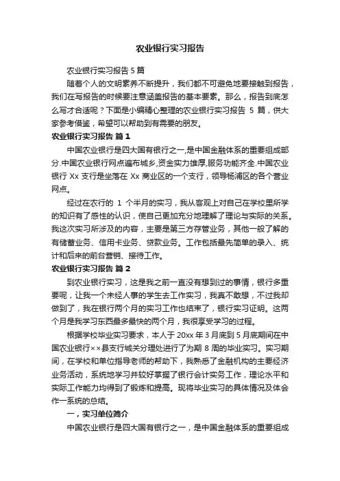 农业银行实习报告