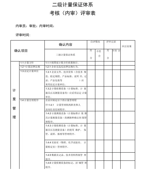 三级计量保证体系