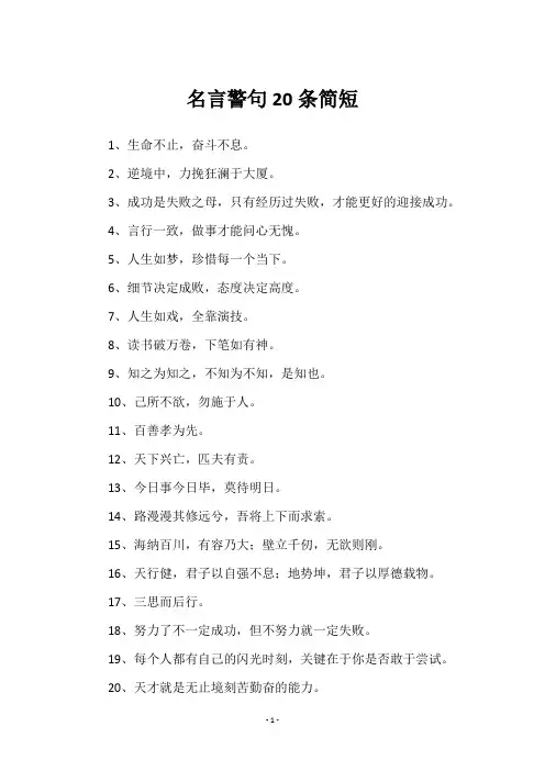 名言警句20条简短(名言警句20条简短)