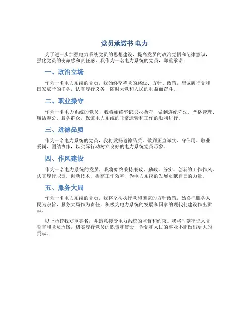党员承诺书   电力