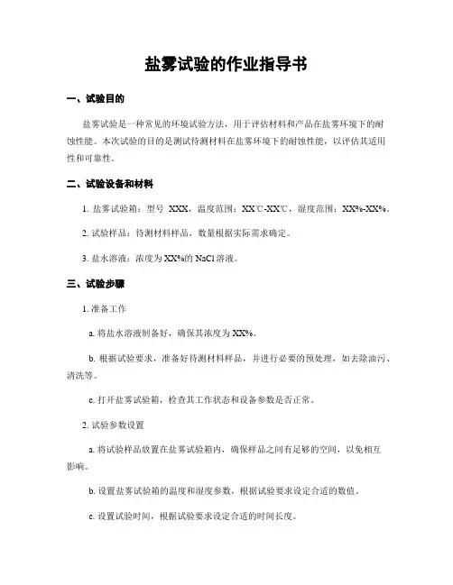 盐雾试验的作业指导书