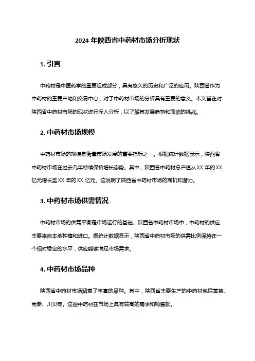 2024年陕西省中药材市场分析现状