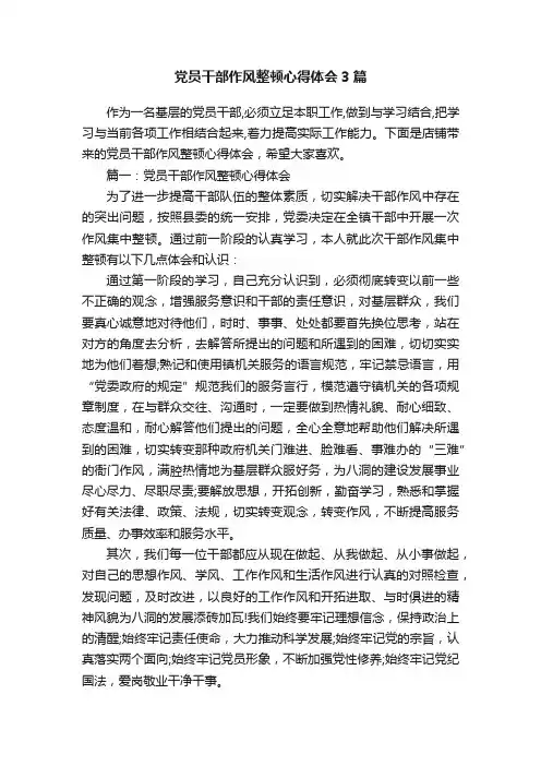 党员干部作风整顿心得体会3篇