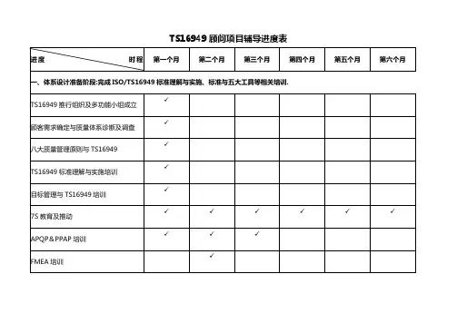 TS16949顾问项目辅导进度表